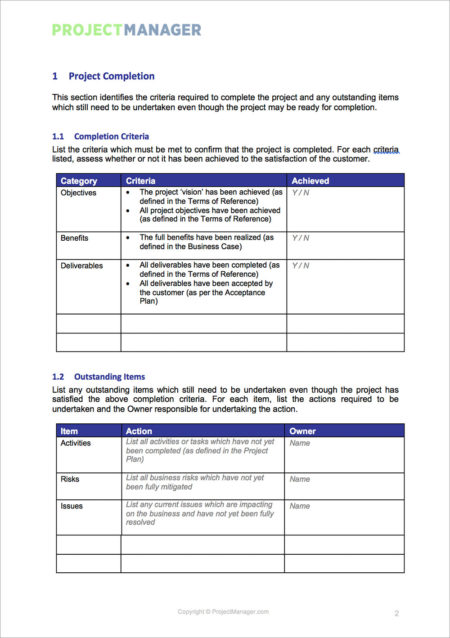 Project Closure Template ProjectManager com Project Closure Template ProjectManager com