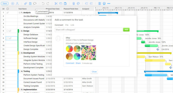 collaborate on tasks with an interactive gantt chart