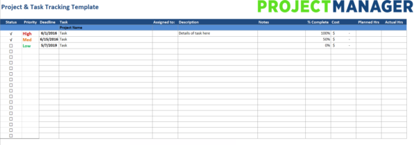 Project And Task Tracking Free Template For Excel