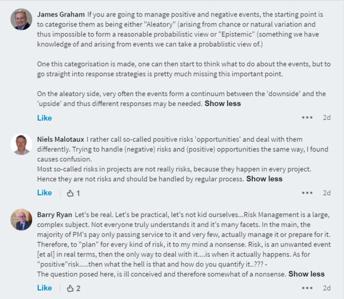 Positive vs Negative Risk Chat