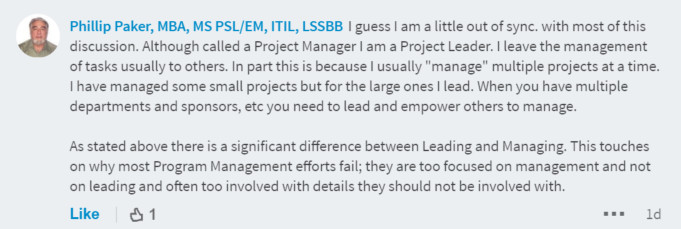 Project Leadership is not Dead