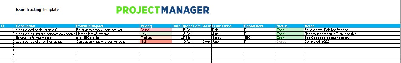 problem solving tracker excel