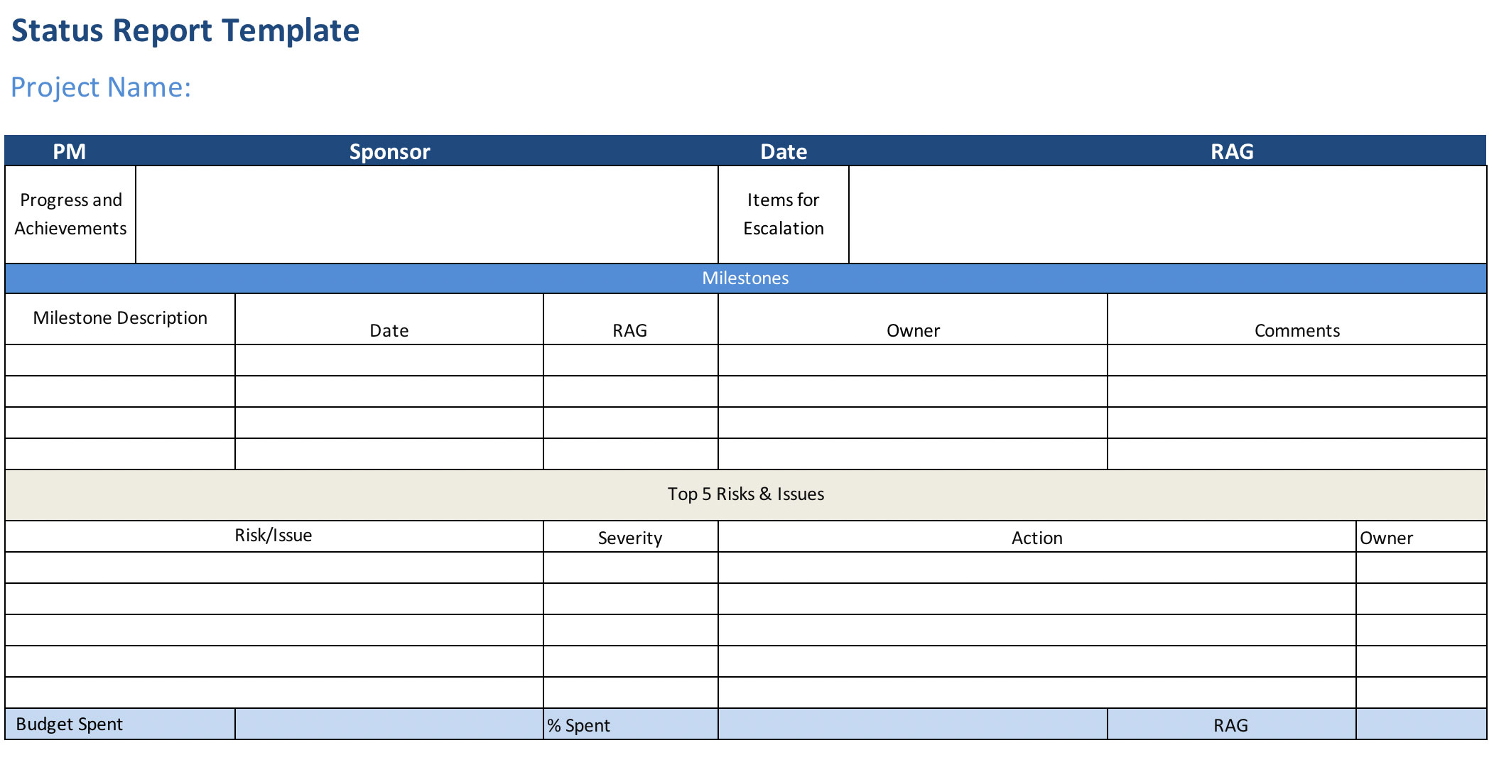 Weekly Status Report Template for Excel