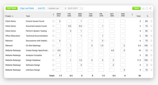 online timesheets for construction projects