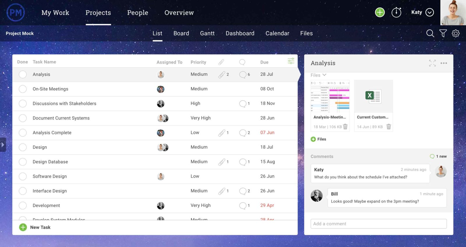 Task list screenshot featuring team collaboration