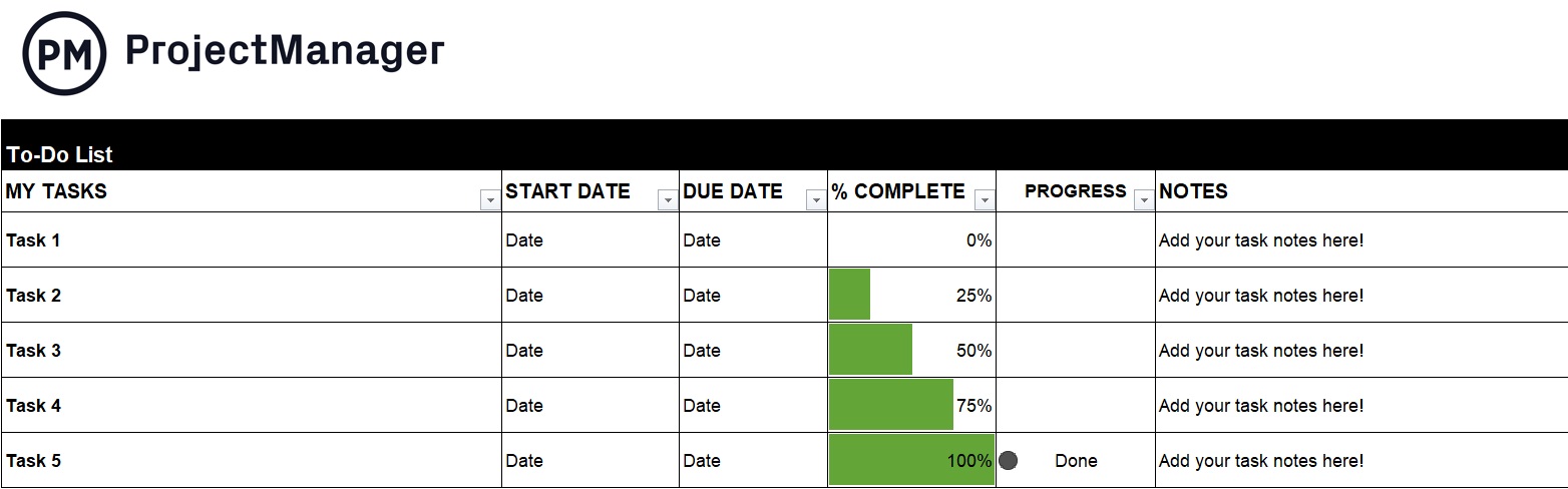 ProjectManager's free to-do list template