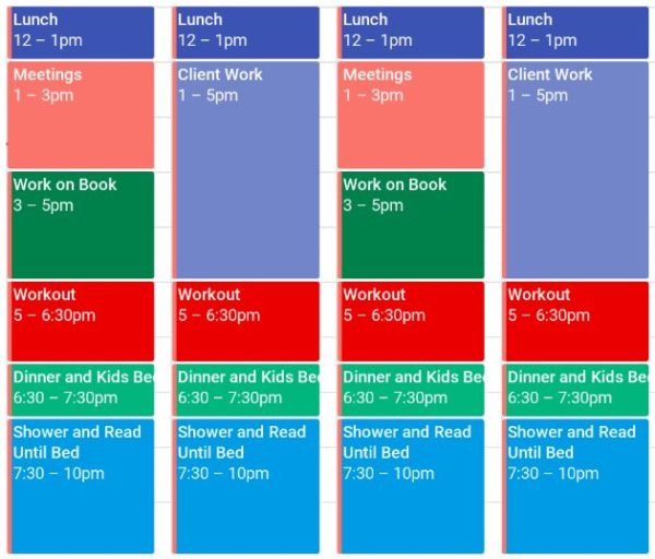 Time blocking schedule example