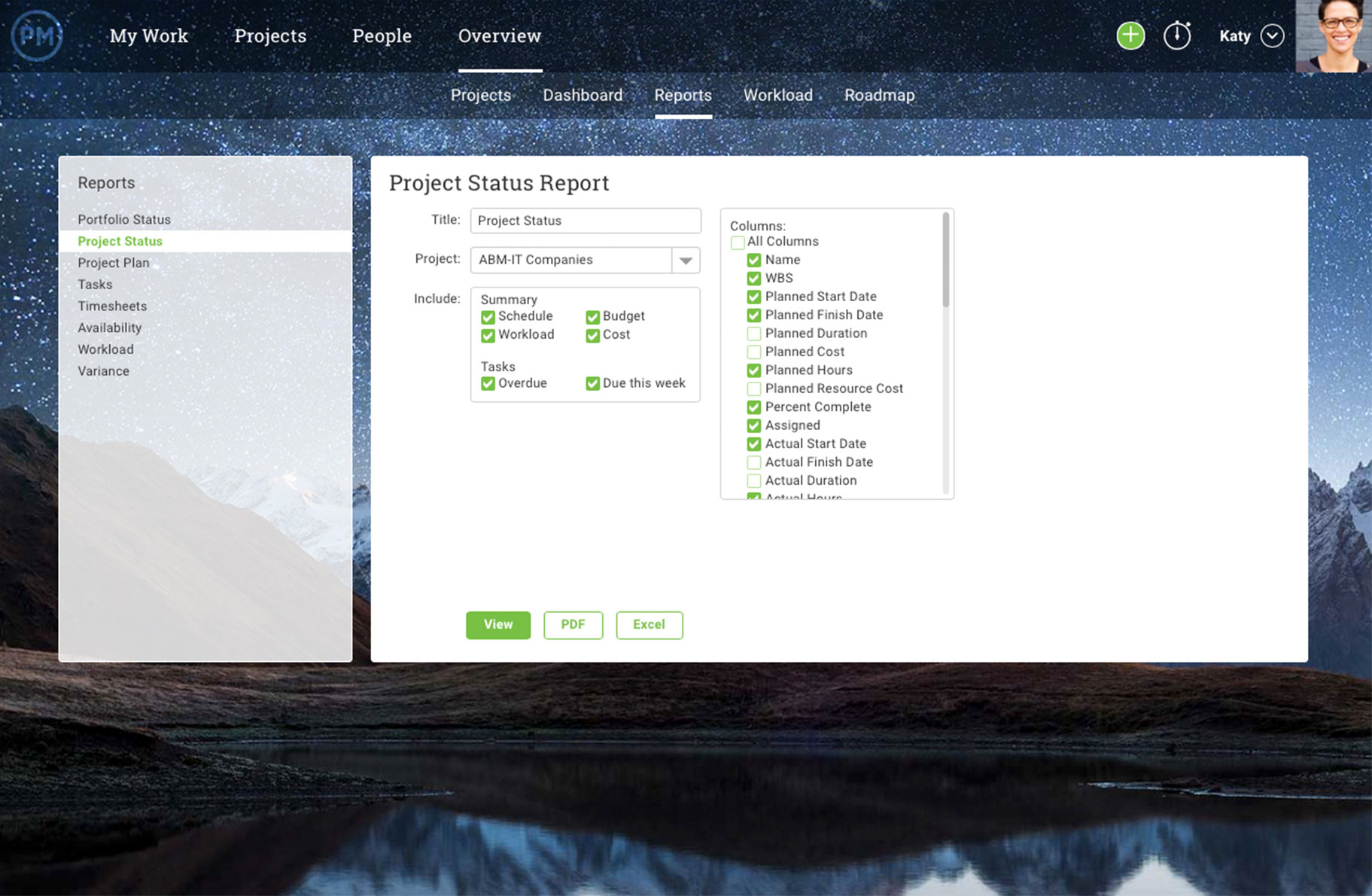 project reports screenshot