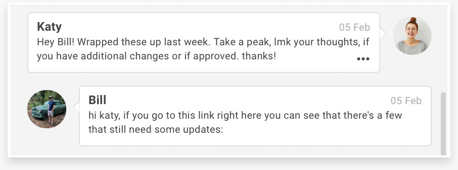 collaboration widget with update to task