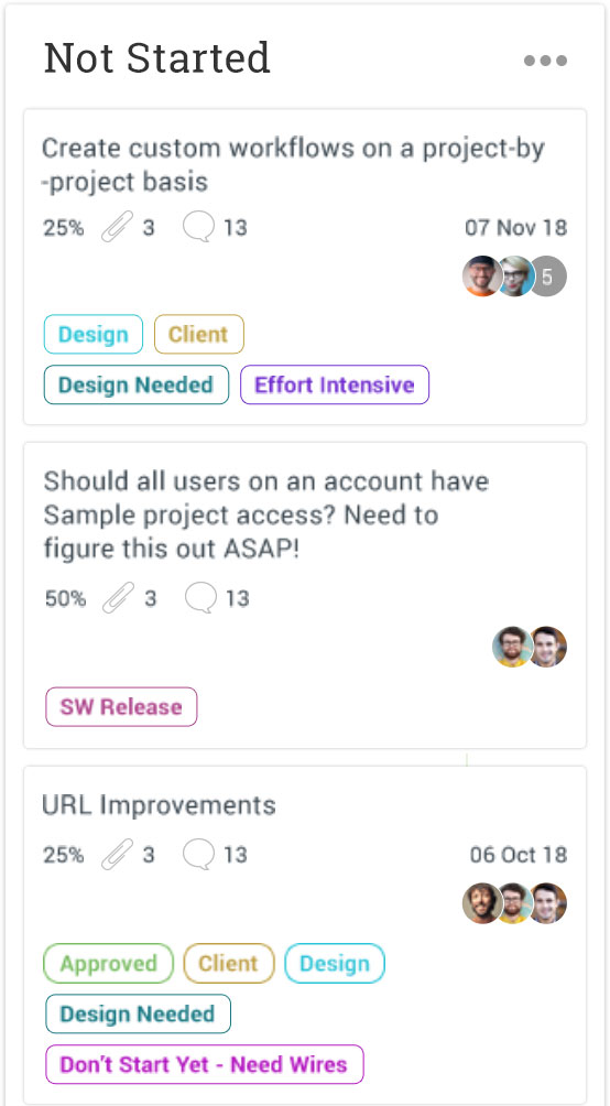 Kanban board software with cards