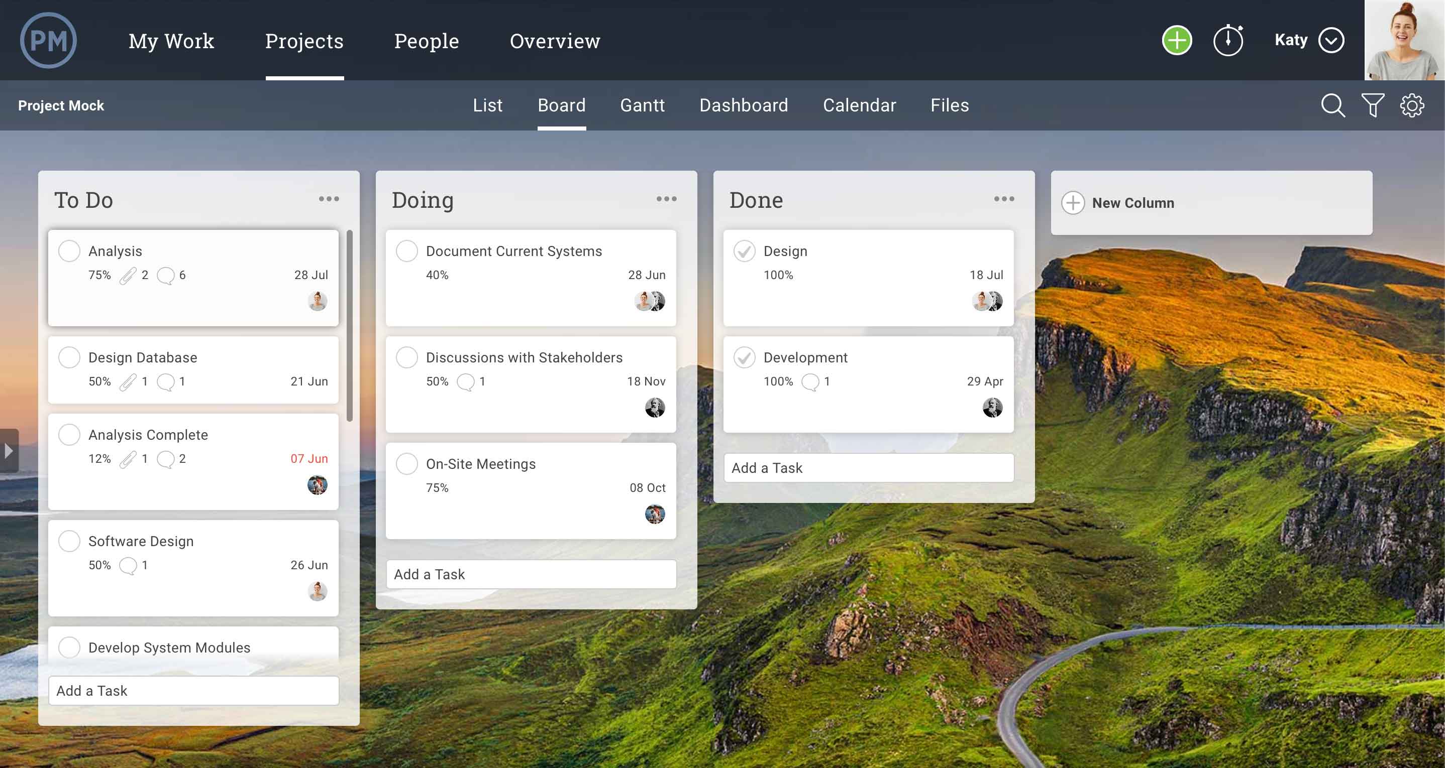 kanban screenshot in ProjectManager.com