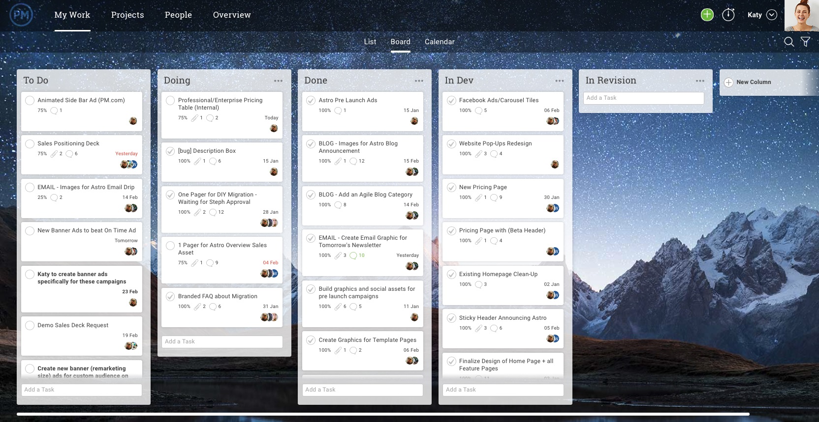 product roadmap designed with a kanban board