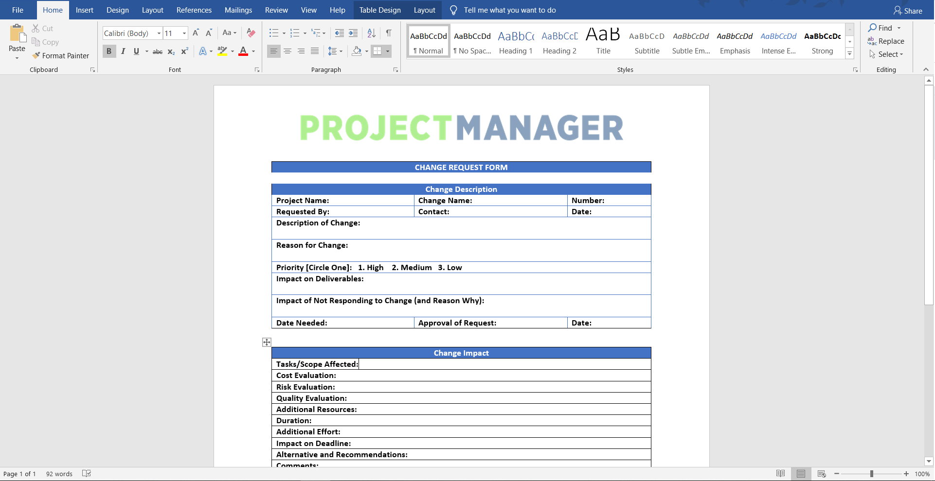 Change Request Form (Free Word Template) - ProjectManager With Check Request Template Word