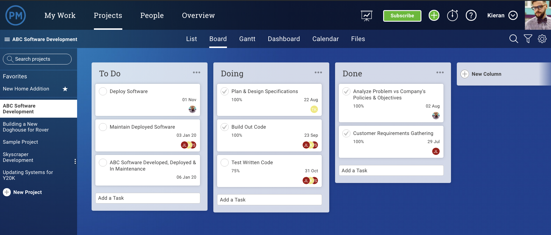 kanban boards to collect premortem ideas