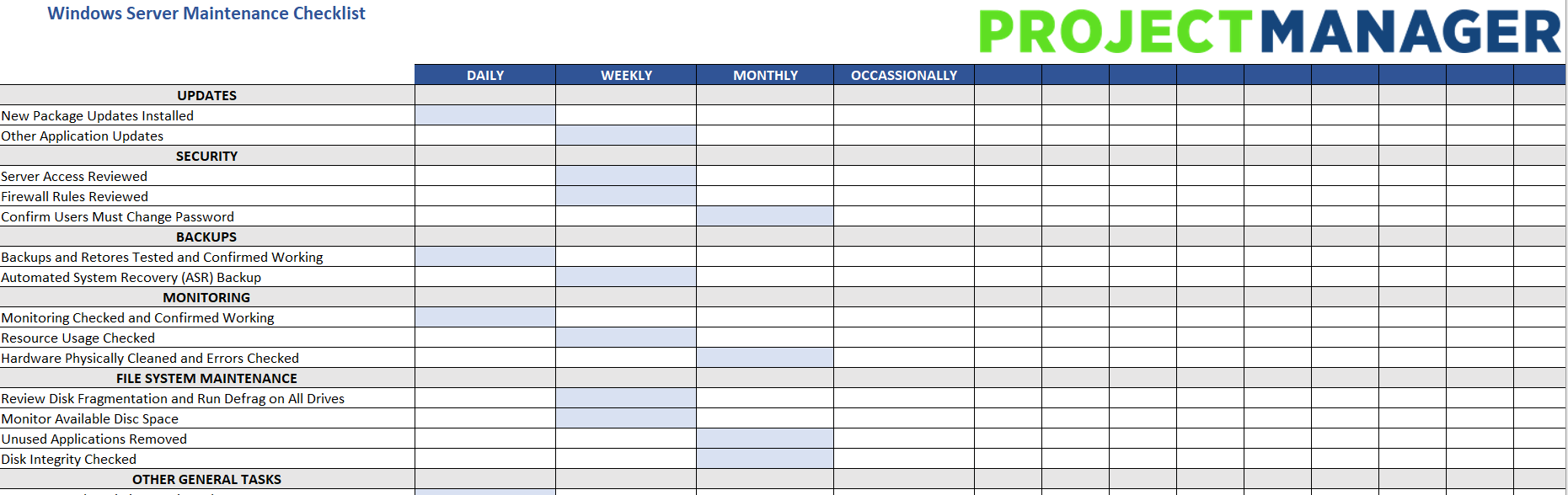 Server Maintenance Checklist Projectmanager Com