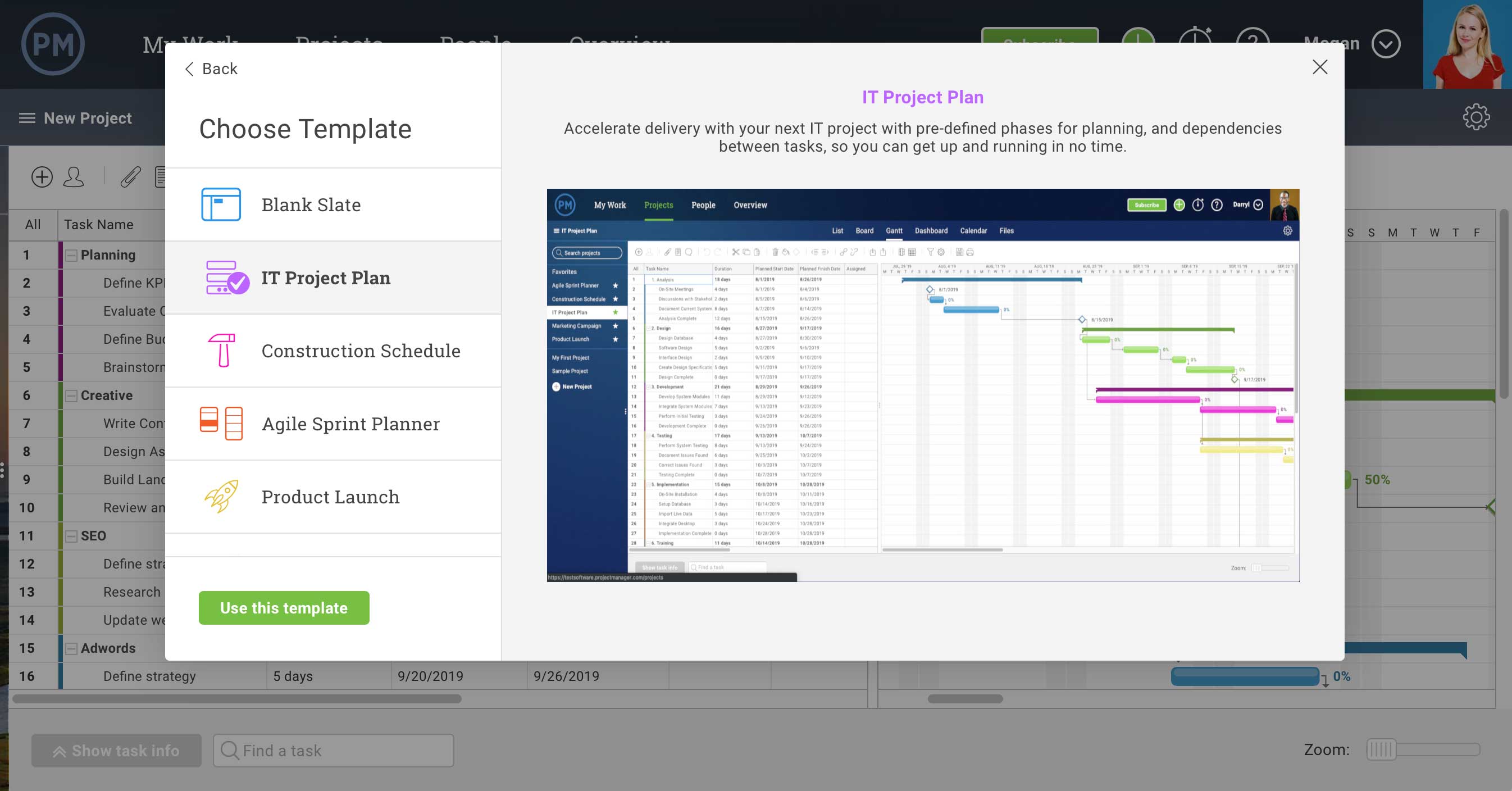 new industry templates in projectmanager.com