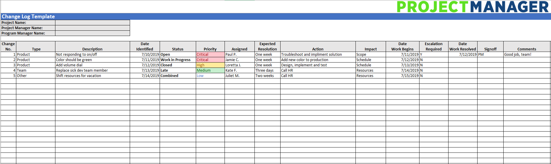 Project Request Form Template Excel from www.projectmanager.com