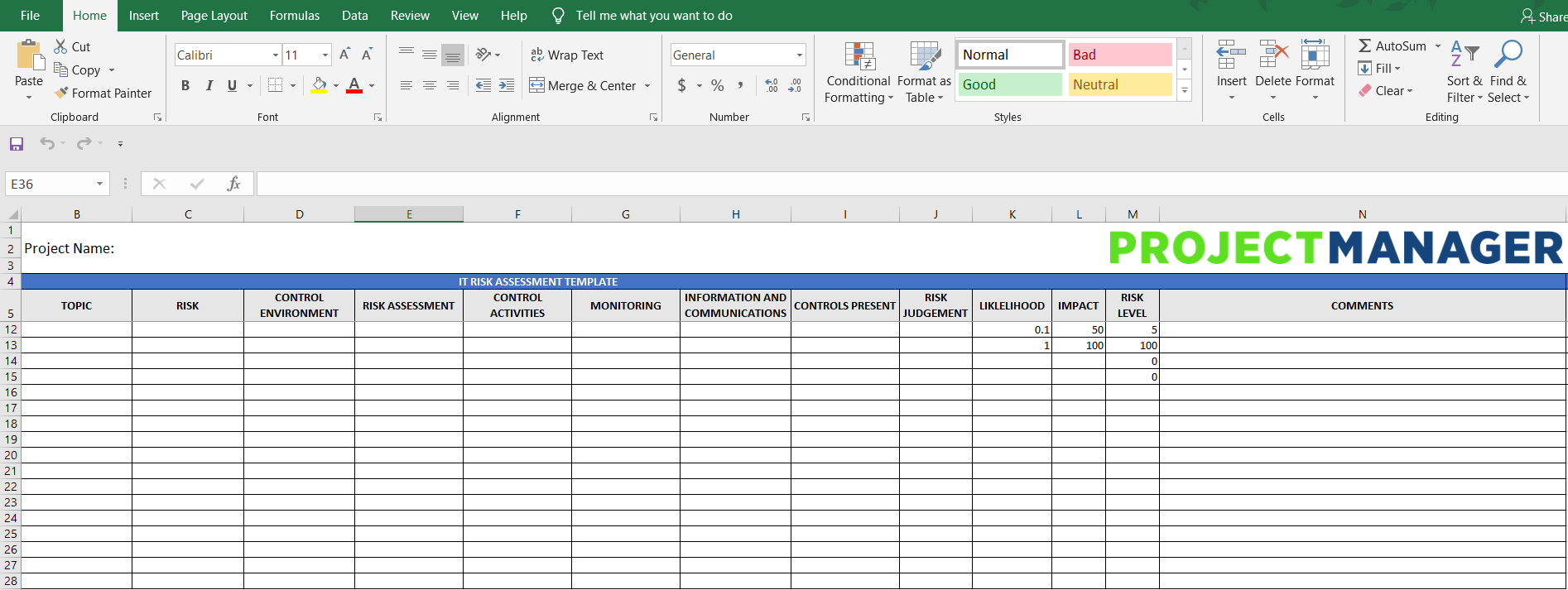 IT Risk Assessment Template - Free Excel Download - ProjectManager.com Inside Risk Mitigation Report Template