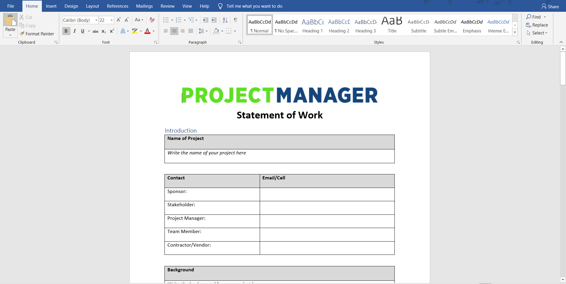 Statement Of Work Template Sow Projectmanager Com