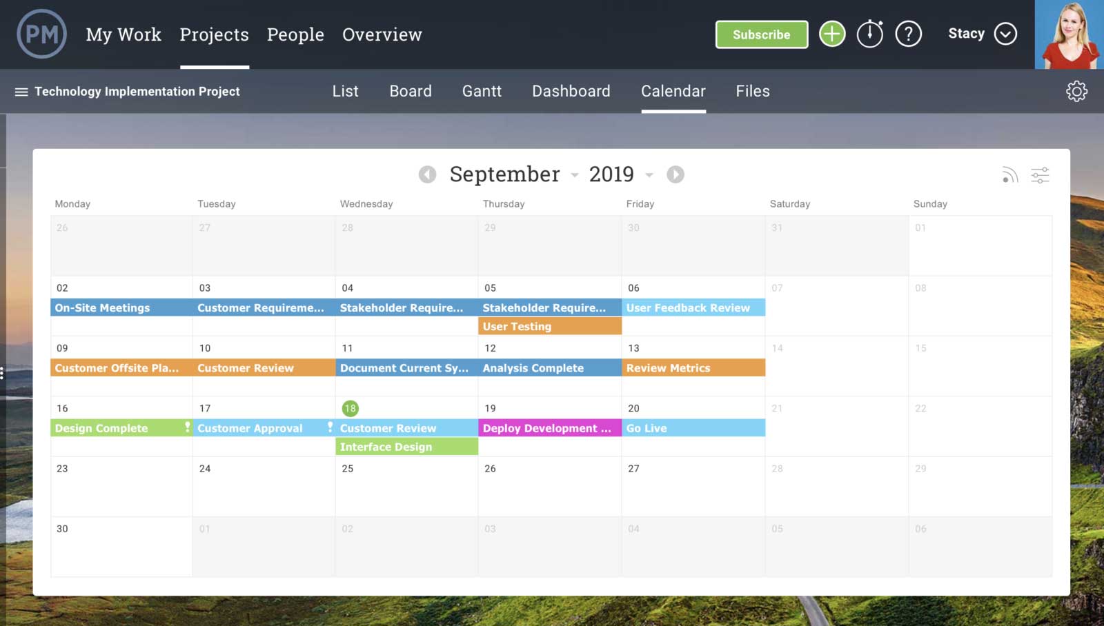 calendar view for making communication plan