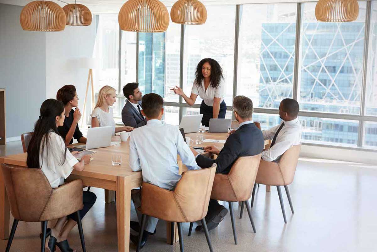 Group of professionals seated around a table