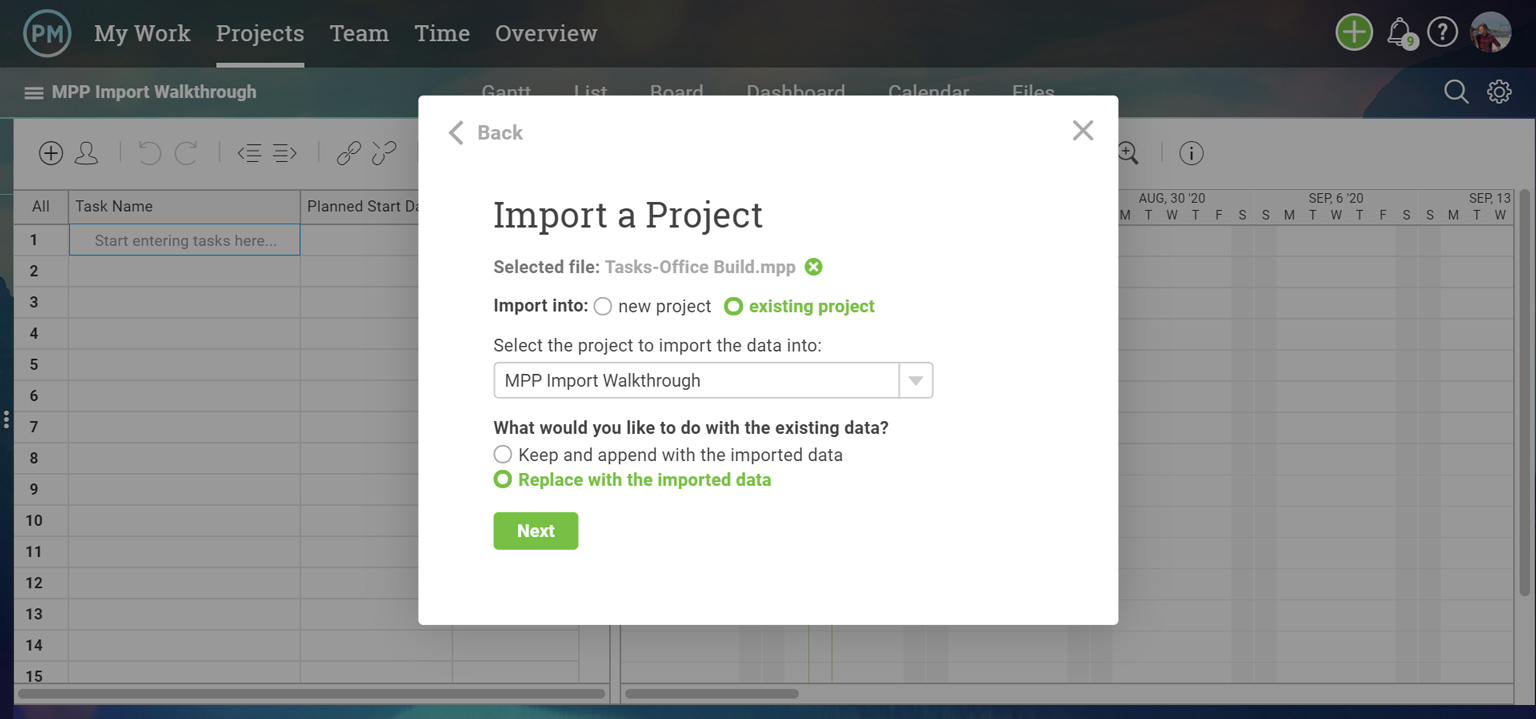 Choose how you want to import your MPP data into our platform