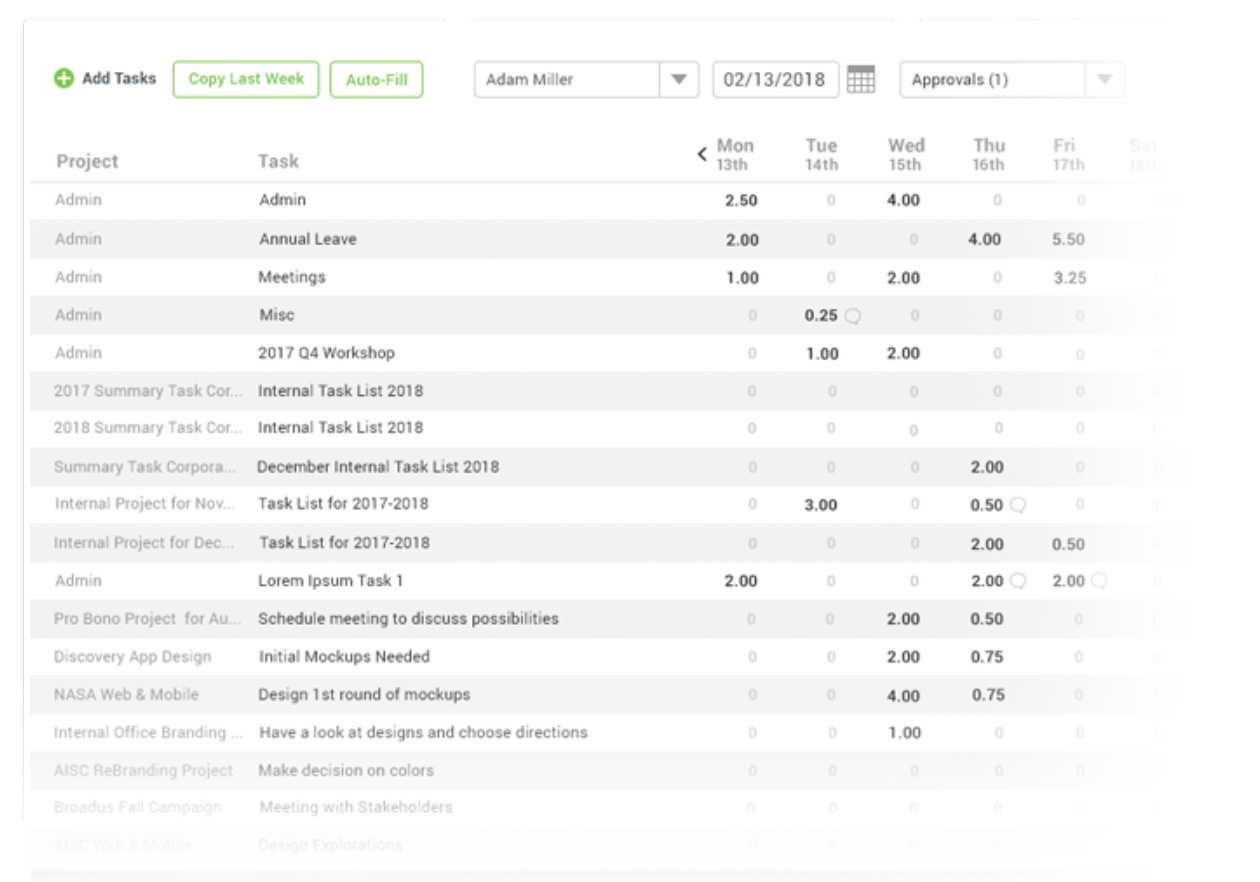 Timesheet for team time tracking