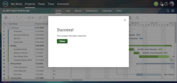 A success window showing you that you've imported your file into your Mac properly