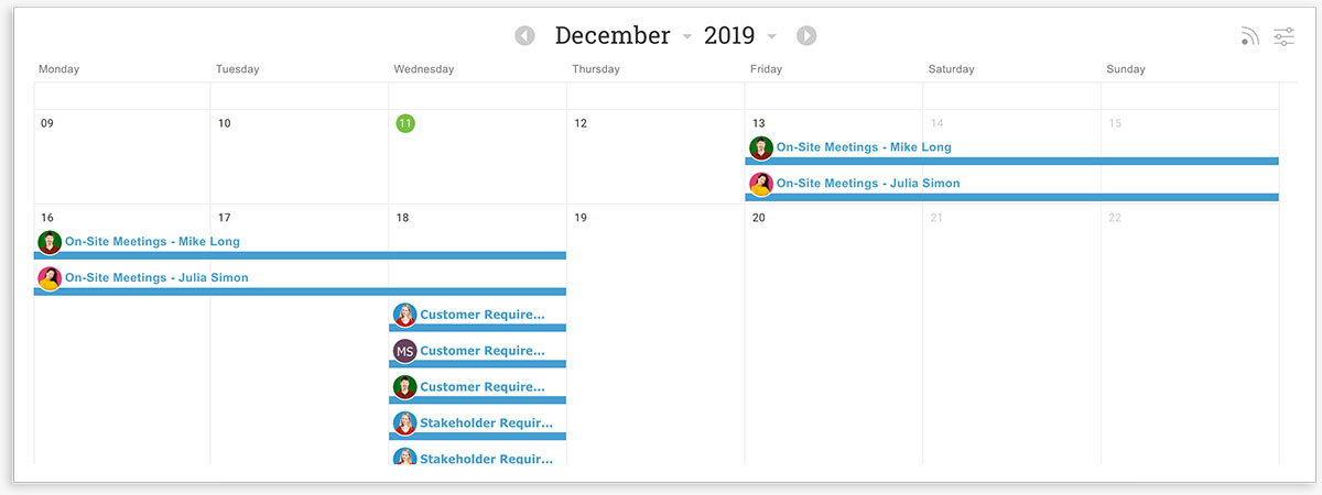 project scheduling calendar