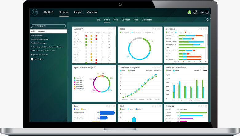 Real-time dashboard reporting in ProjectManager.com