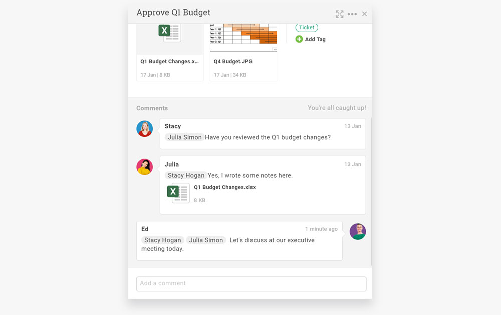 Our ticket commenting system, featuring inline attachments