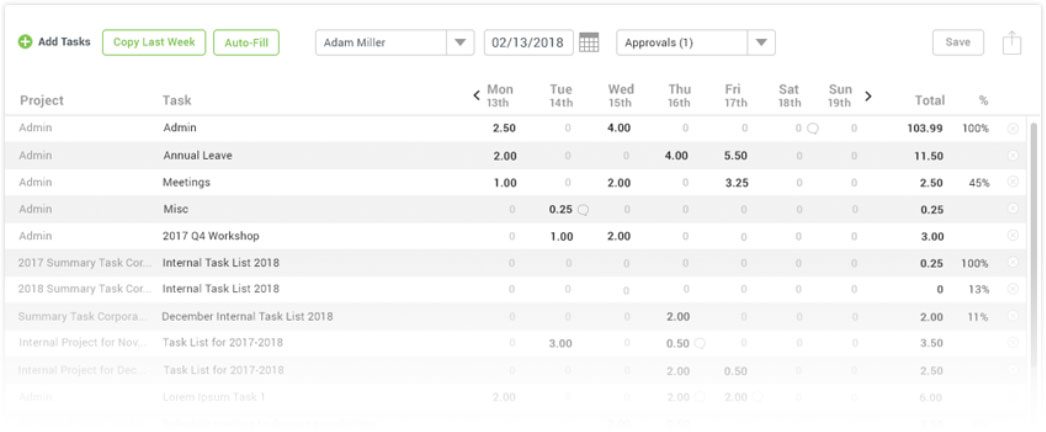 Built-in time tracking software