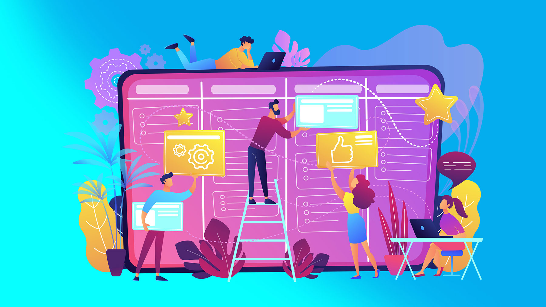 Scrum team cartoon graphic