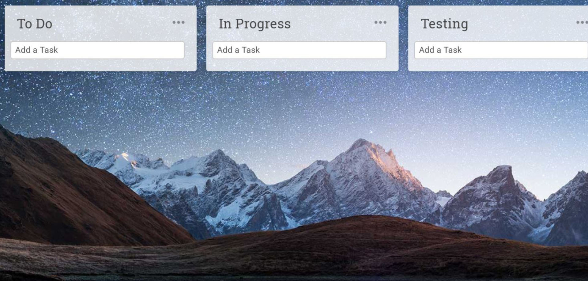 Standard kanban board setup in projectmanager.com's software