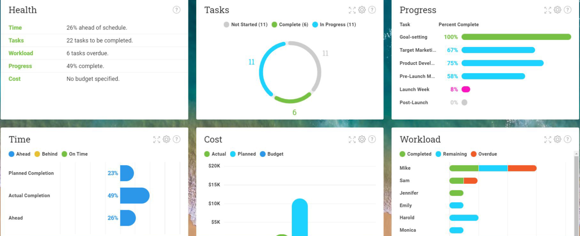 Real-time dashboard from ProjectManager.com