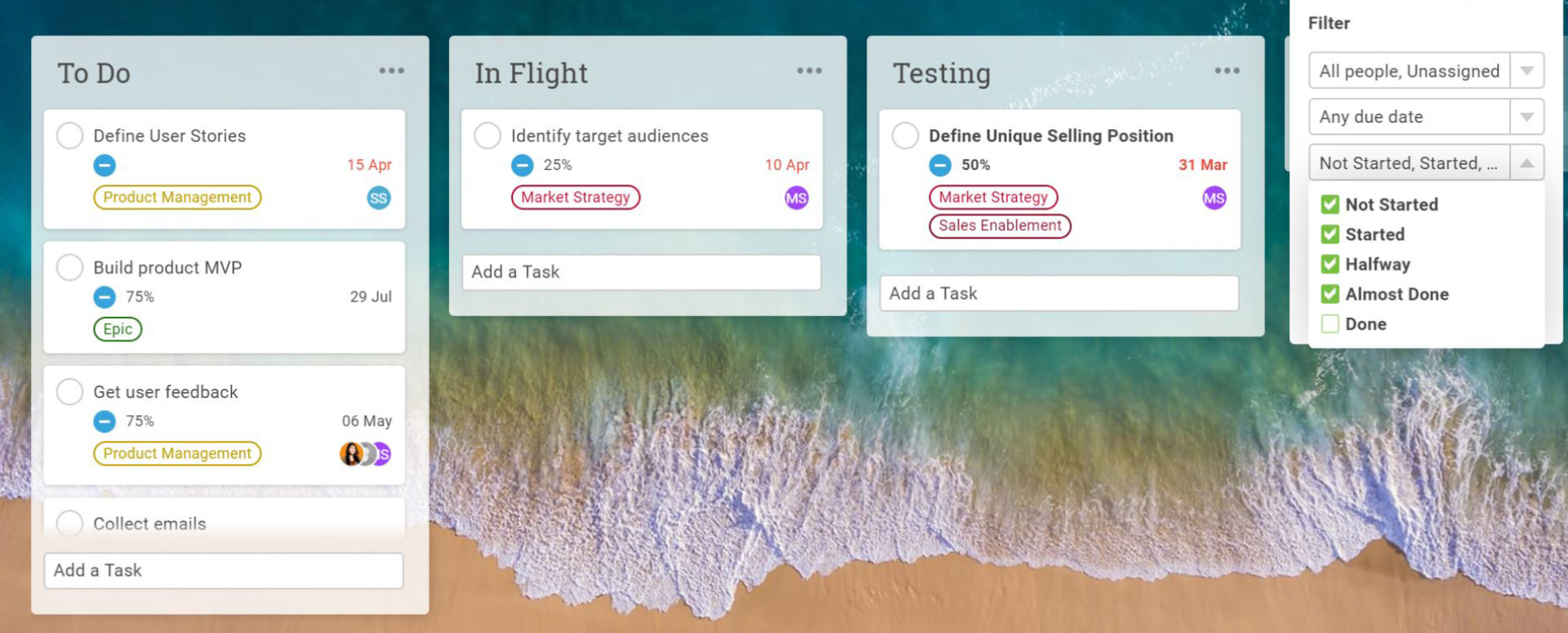 Filtering tasks on ProjectManager.com