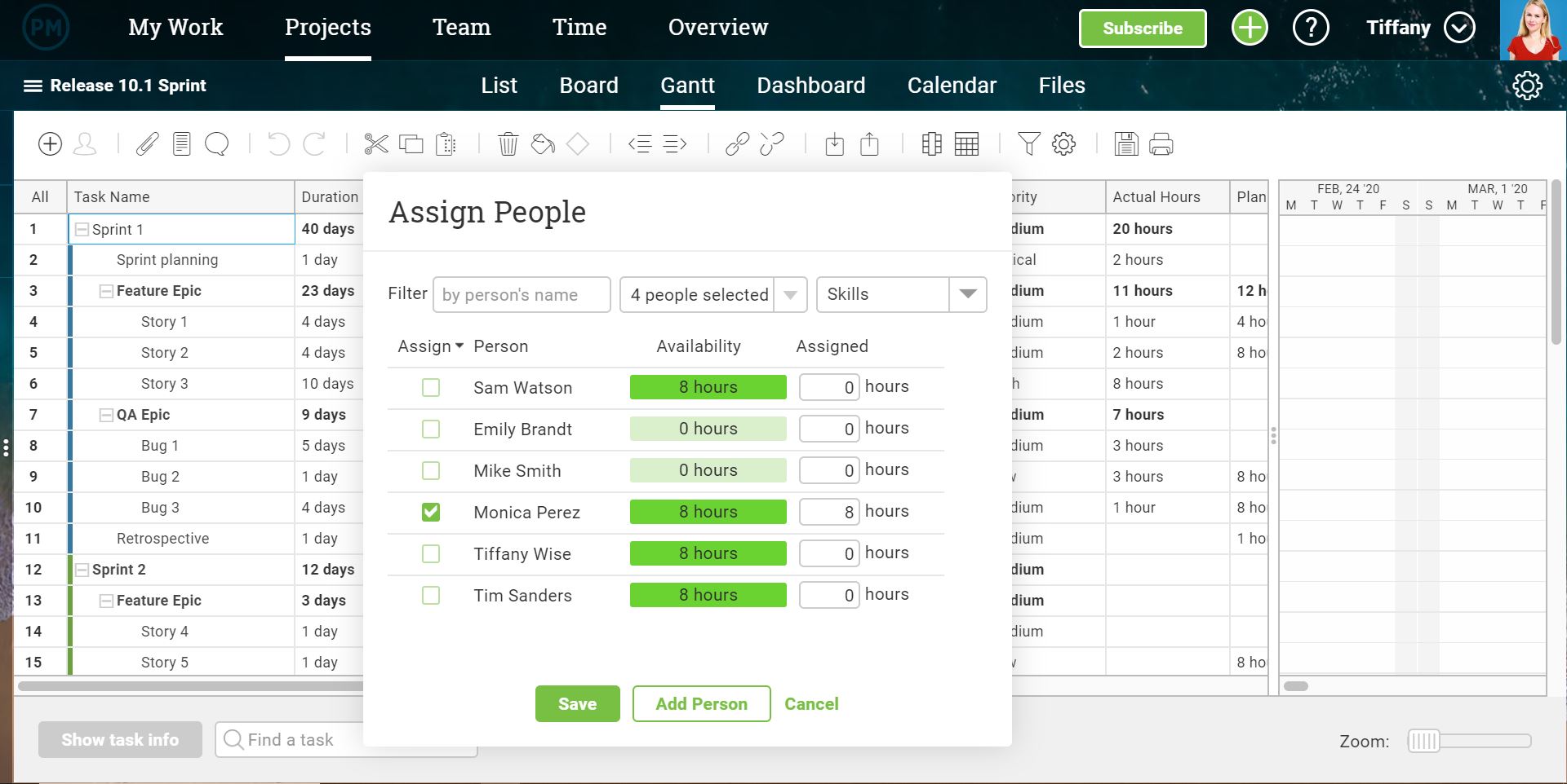 Team availability ProjectManager.com