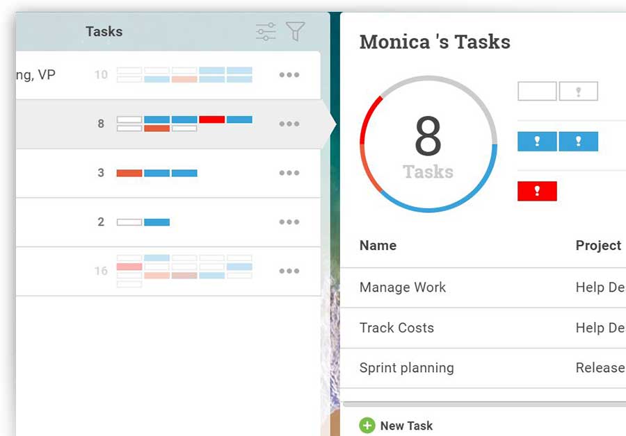 A screenshot of the workload screen in ProjectManager.com