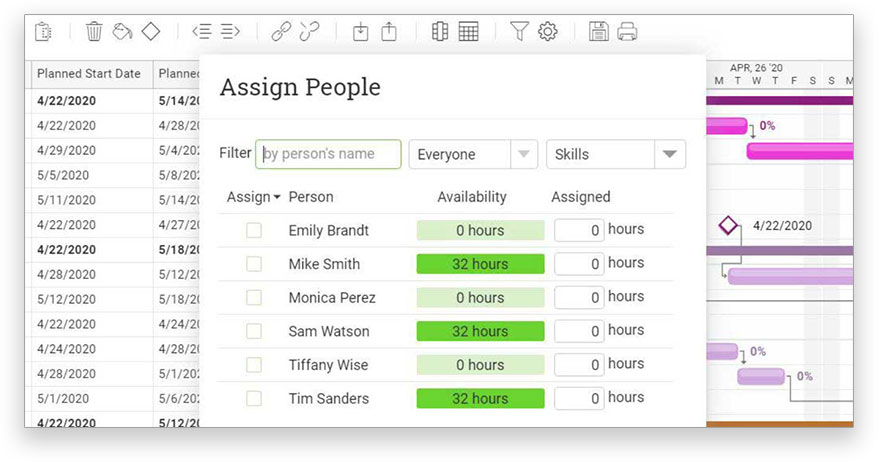 Assign tasks to teams from any of ProjectManager.com’s project views