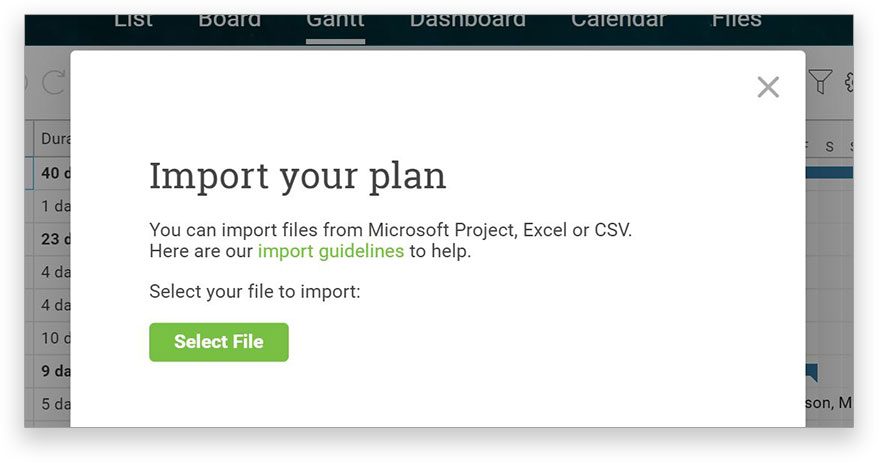 It’s easy to import of task list from any spreadsheet