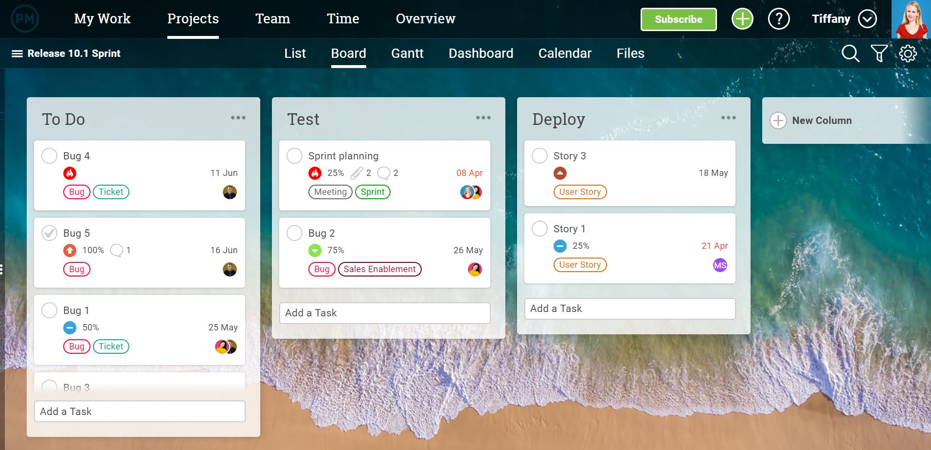 kanban board in ProjectManager.com