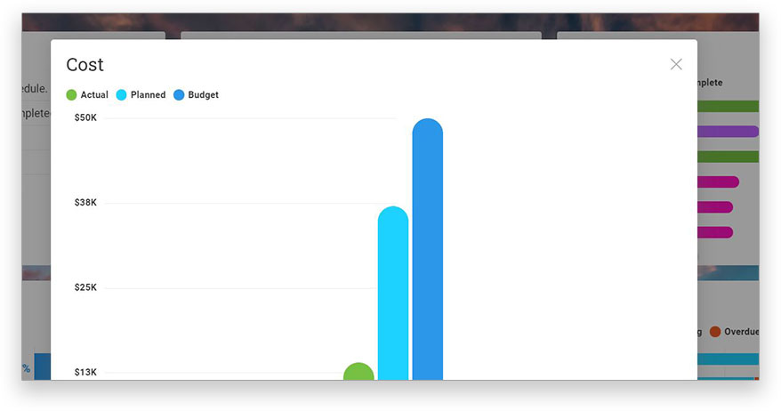 See the cost of your project against what you planned in your budget