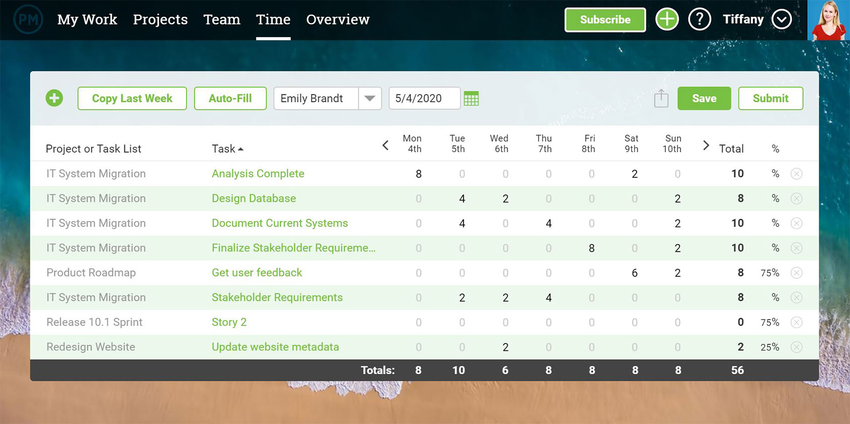 Streamlined timesheets