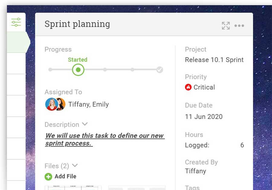A screenshot of team members collaborating on a kanban card