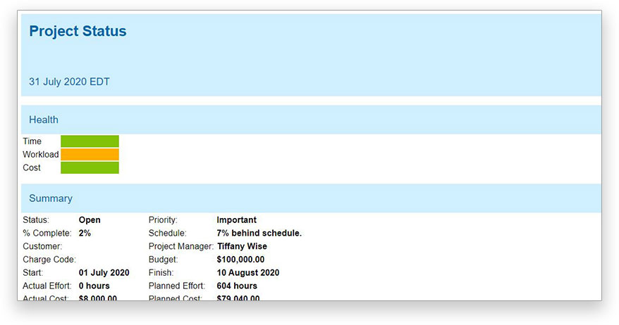Project status report