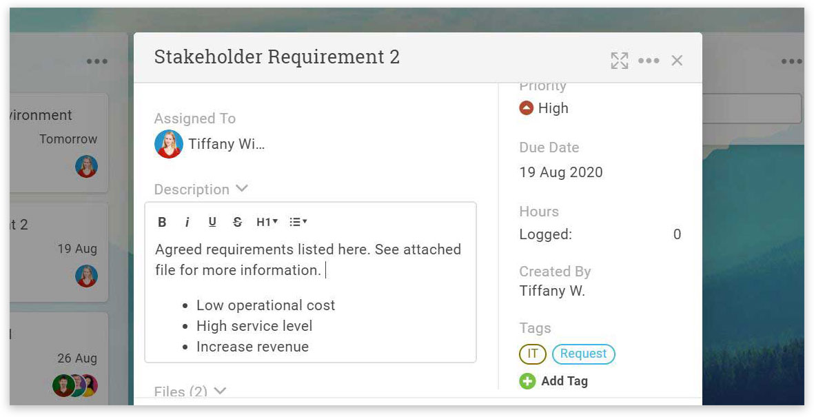 A screenshot of the expanded task view in ProjectManager.com