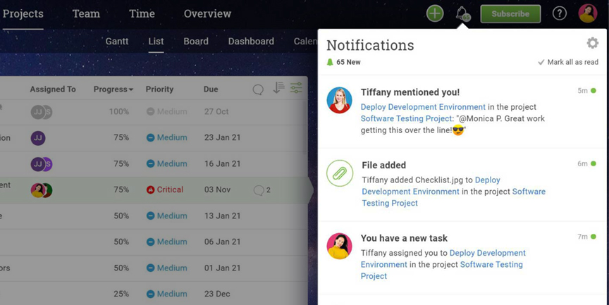 in-app notification for better collaboration