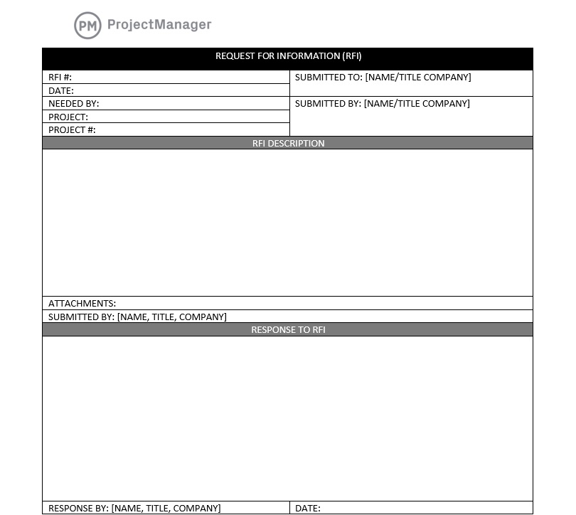 ProjectManager's request for information template