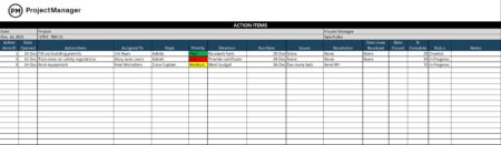 Free Action Items Template for Excel - ProjectManager