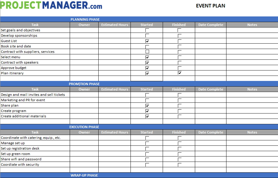 Event Plan Template Projectmanager Com